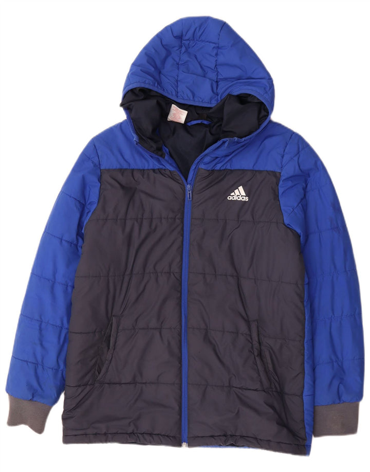 Adidas Chaqueta acolchada con capucha para niño 13-14 años Azul Poliéster color block