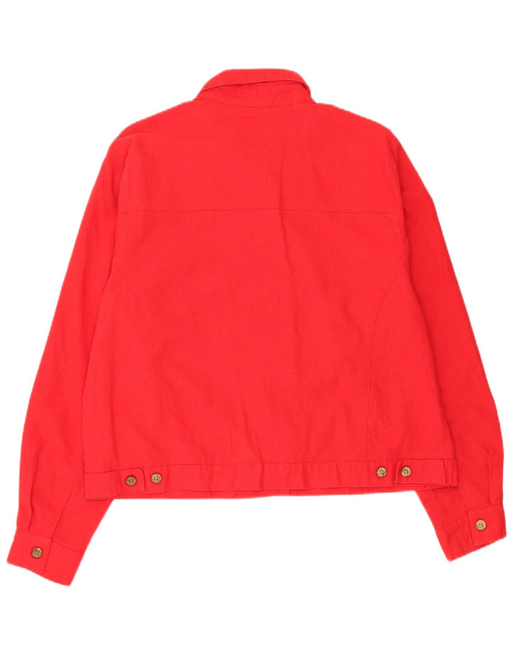 Cristopher & Banks Chaqueta Bomber para Mujer Reino Unido 16 Grande Lino Rojo