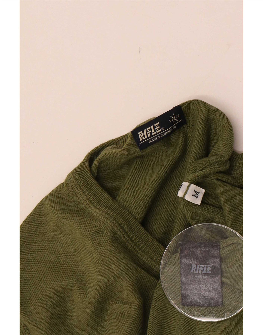 Jersey tipo jersey con cuello en V para hombre Rifle Algodón verde medio