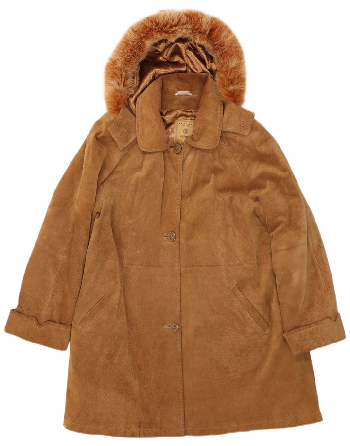 Abrigo Mujer Privilegi De Ante Con Capucha IT 46 Large Cuero Beige
