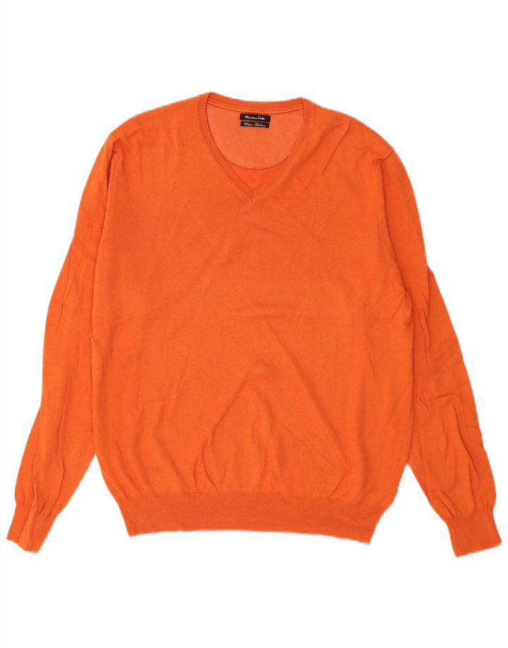 Massimo Dutti Jersey Con Cuello En V Hombre Large Naranja Algodón