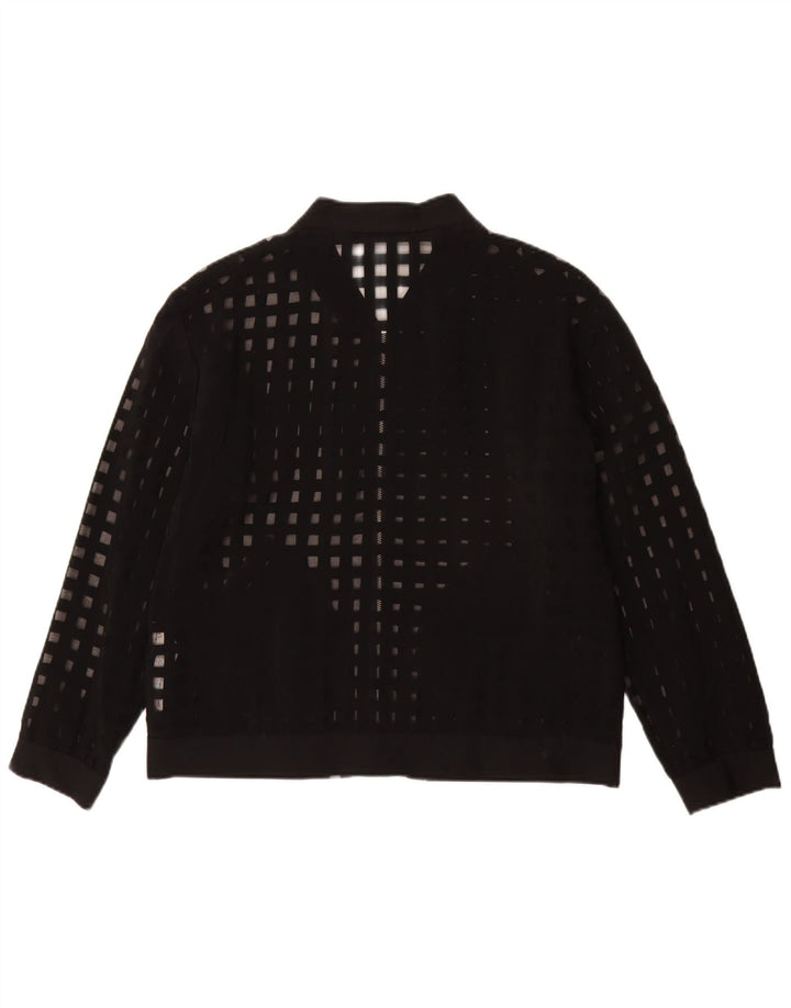Zara Chaqueta Bomber Transparente para Mujer UK 46 Viscosa Geométrica Negra Grande