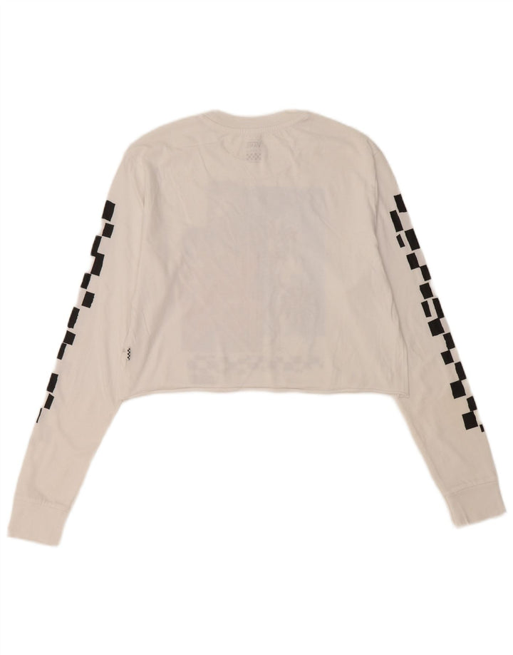 VANS Mujer Crop Graphic Top Manga Larga UK 6 XS Blanco