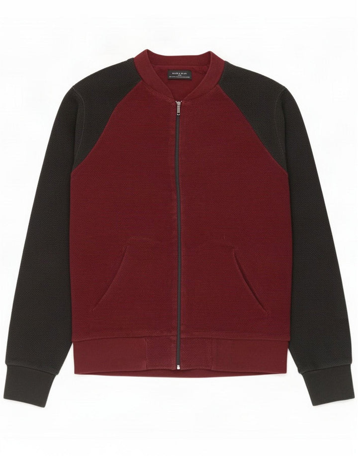 Chaqueta superior de chándal Zara para hombre Algodón con bloques de color burdeos medio