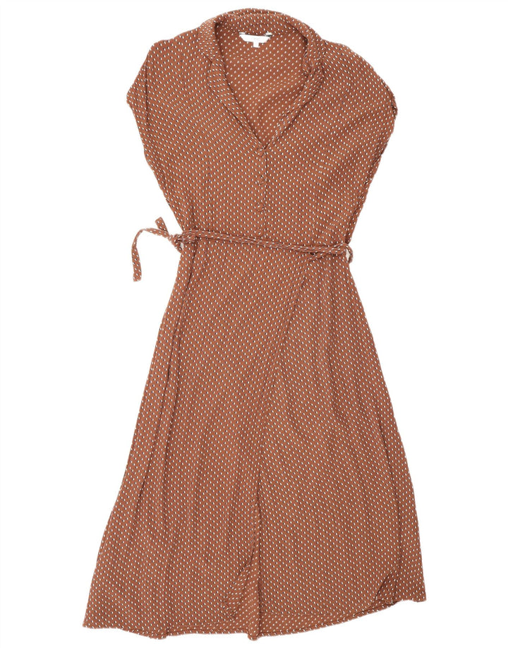 Next Vestido largo cruzado para mujer UK 44 Viscosa geométrica marrón medio