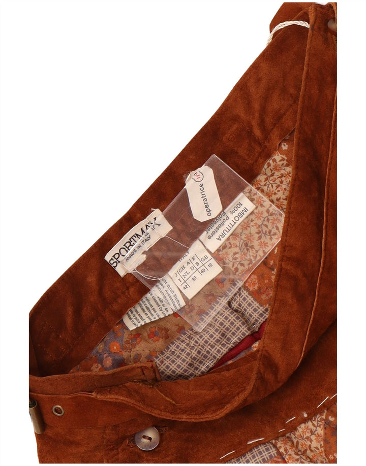 Sportmax Falda acampanada para mujer UK 12 Medium W24 Marrón Patchwork Poliéster