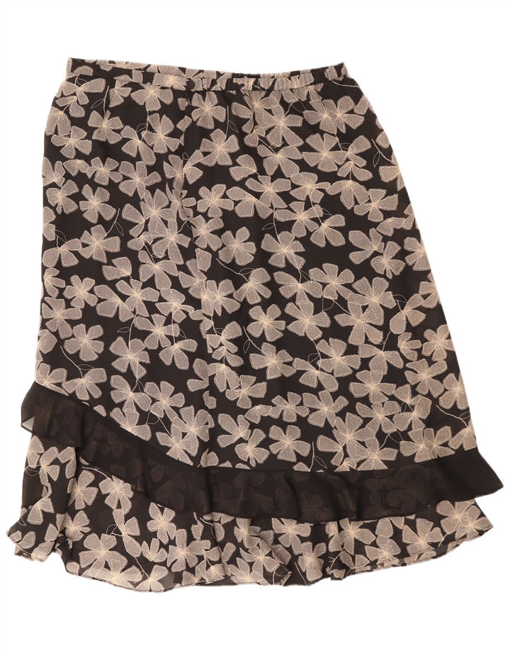 Falda recta vintage para mujer Reino Unido 22 3XL W40 Poliéster floral negro