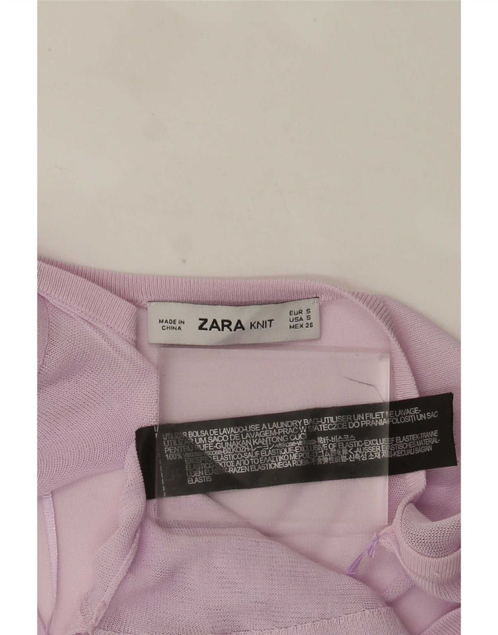 Zara Mujer Blusa Transparente Top UK 10 Small Viscosa Rosa