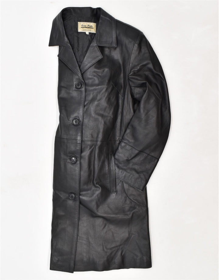VINTAGE Abrigo de cuero para mujer IT 48 XL Cuero negro