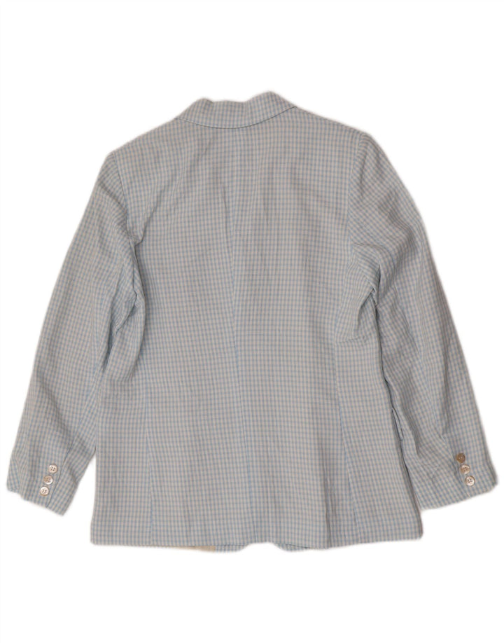 Vintage Mujer 3 Botones 2 Piezas Set IT 46 Viscosa Gingham Azul Grande