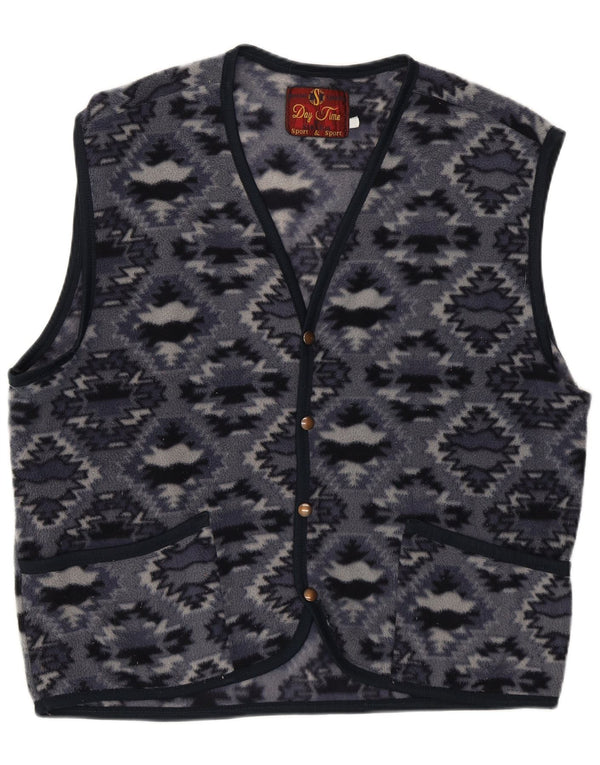Stratos Chaleco polar para hombre UK 36 Small Azul marino Geométrico Poliéster