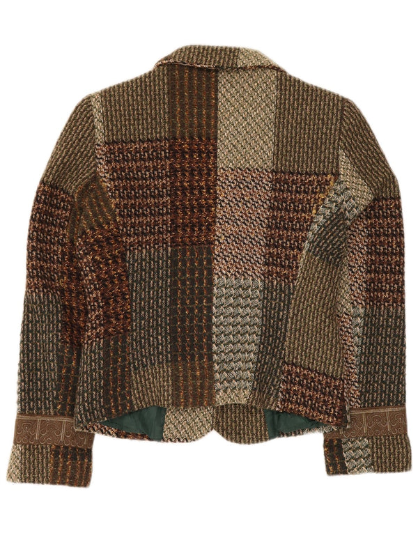 HALFON Chaqueta blazer de 2 botones para mujer IT 46 Large Patchwork multicolor