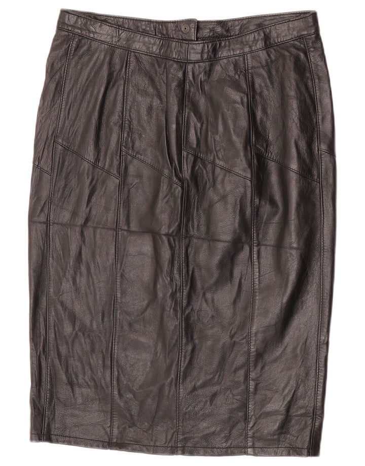 VINTAGE Falda de cuero para mujer W30 Mediana Negra