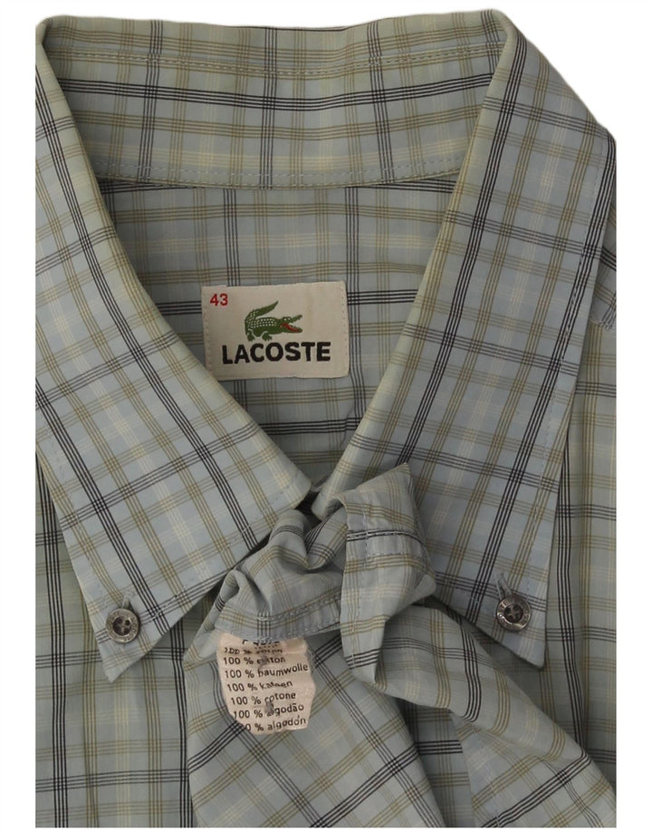 Camisa Lacoste Hombre Manga Corta Talla 43 Algodón Cuadros Azul Grande