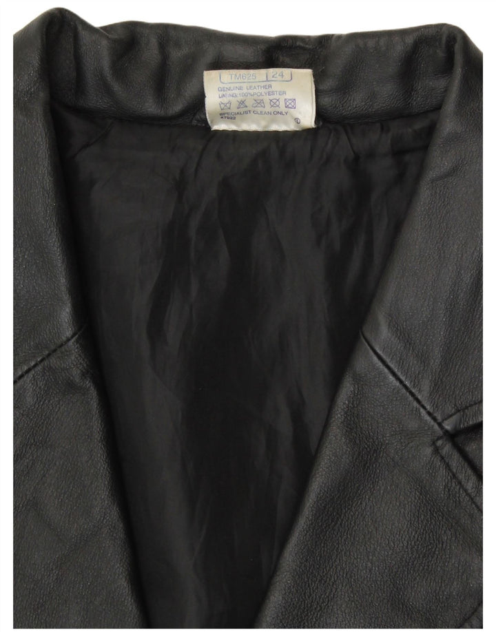 Agenda Chaqueta Blazer de Cuero con 3 Botones para Mujer UK 24 4XL Cuero Negro