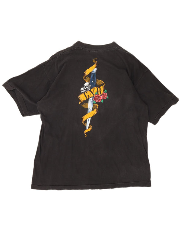 Vintage Hombres Guns & Roses Camiseta Gráfica Top Medium Black Rock