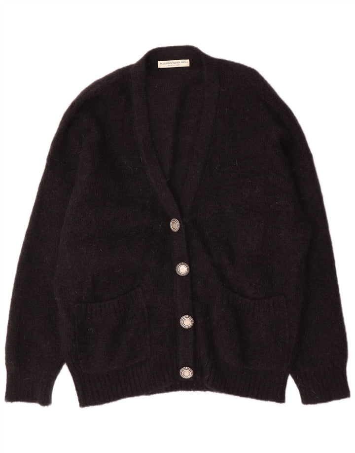 Alessandra Rich Suéter tipo cárdigan extragrande para mujer IT 40 Small Black Mohair
