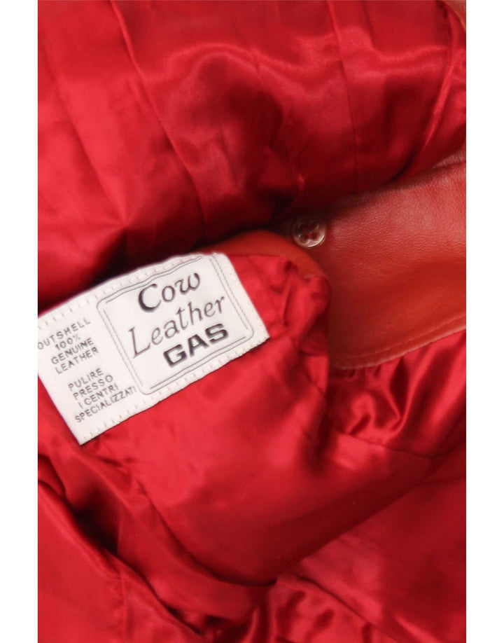 Gas - Chaqueta tipo blazer de piel con 4 botones para mujer, talla 40, color rojo mediano