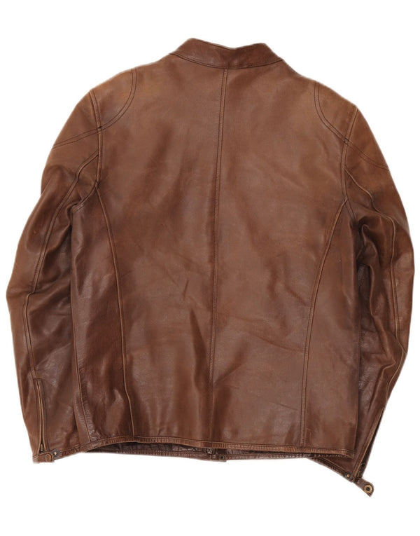 Zara Chaqueta De Cuero Para Hombre UK 40 Large Marrón