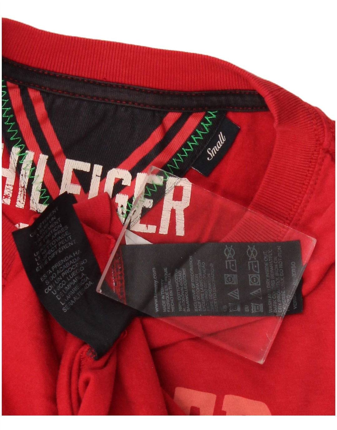 Tommy Hilfiger Top gráfico para hombre de manga larga de algodón rojo pequeño