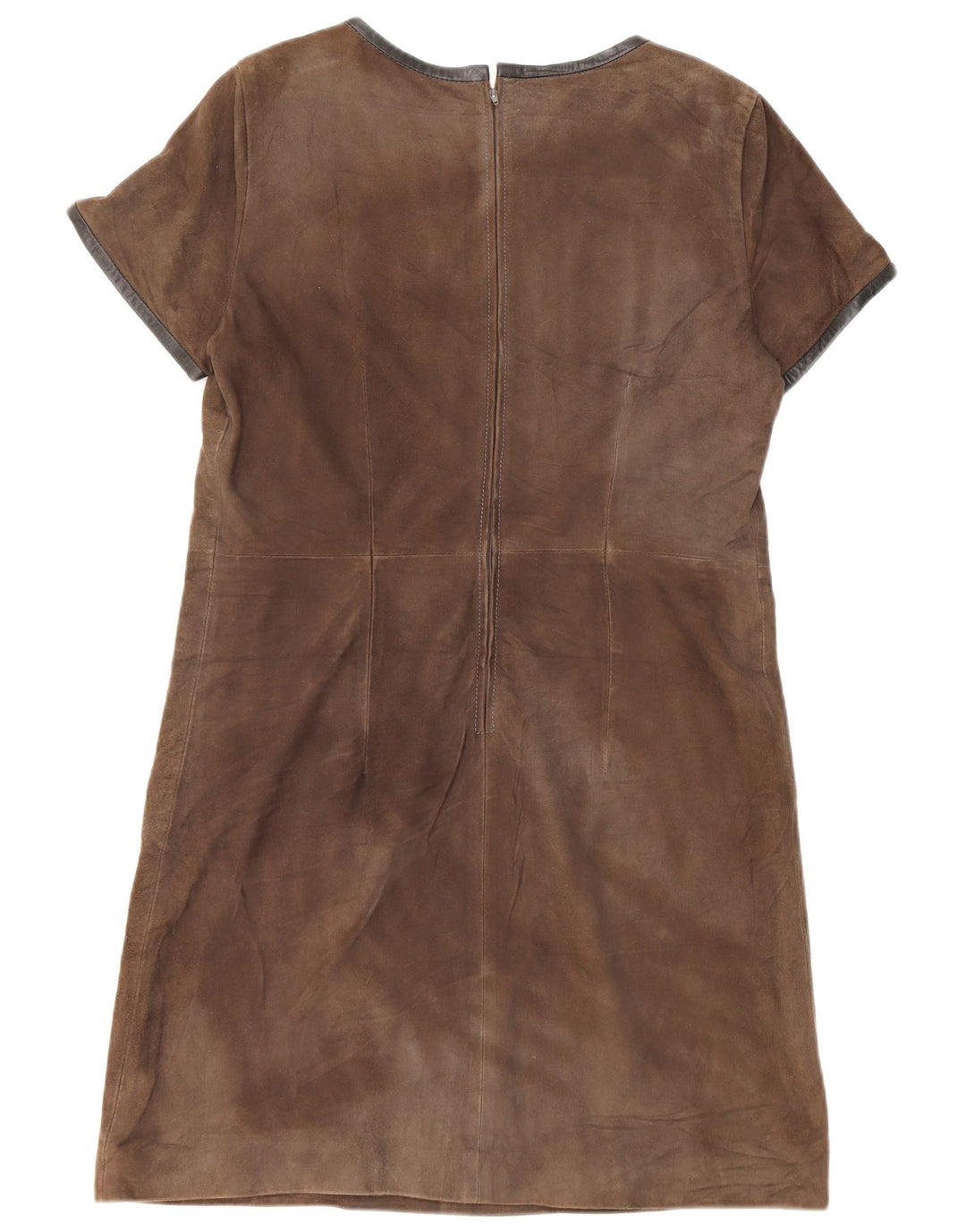 Vestido recto de ante vintage para mujer IT 44 Marrón medio