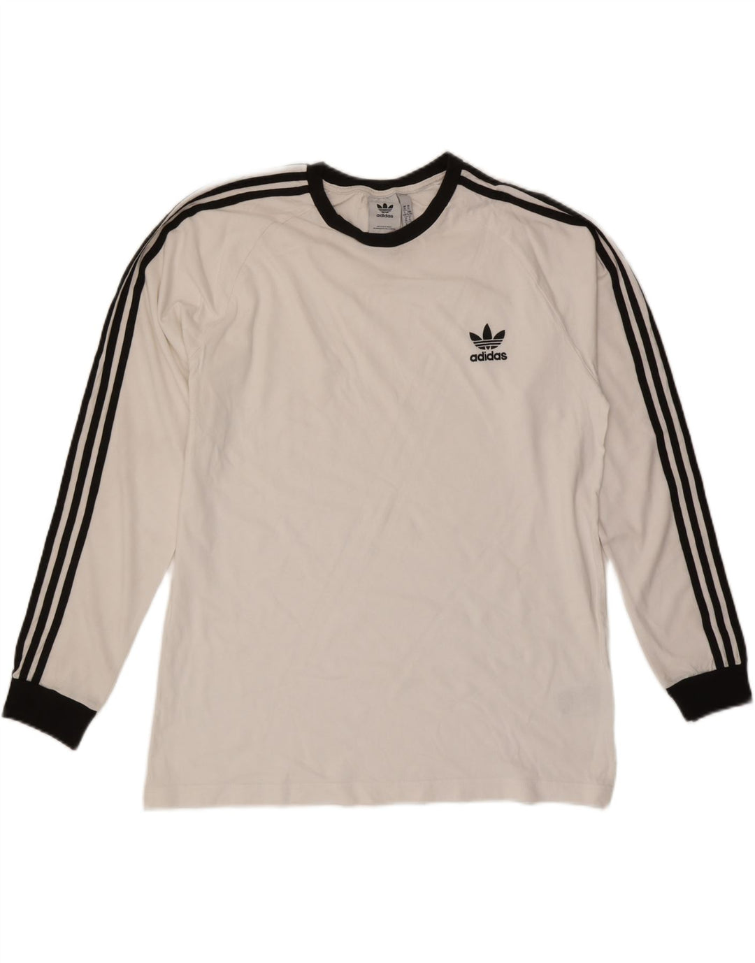 ADIDAS Hombre Camiseta Manga Larga XL Blanco Algodón
