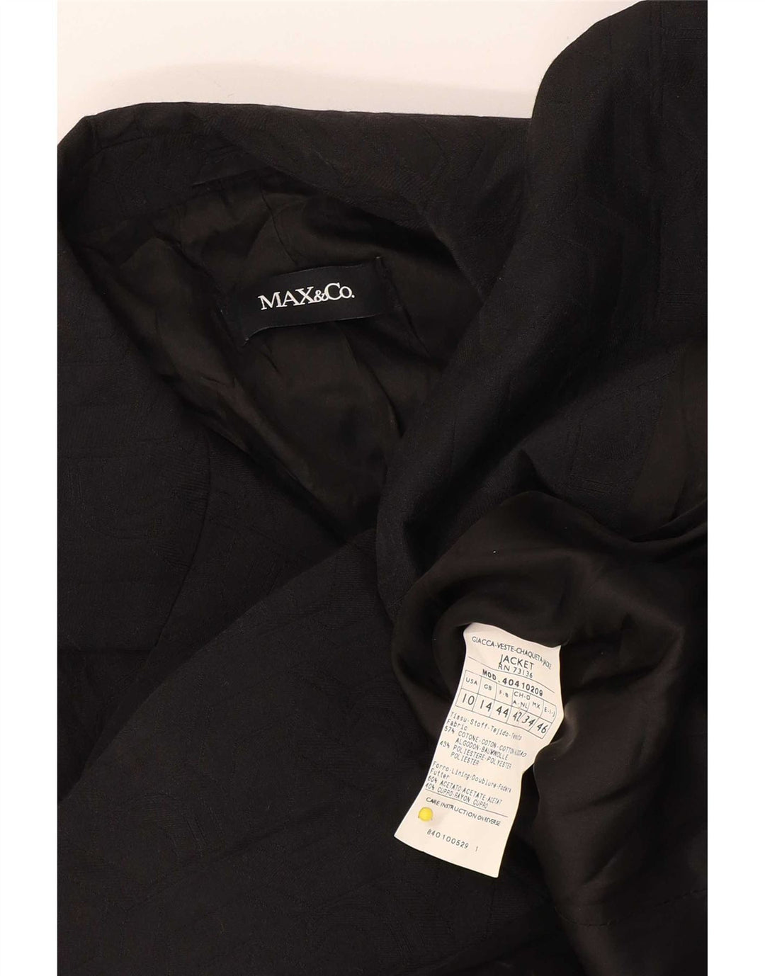 Max & Co. Chaqueta tipo blazer de 2 botones para mujer UK 44 Grande Algodón negro