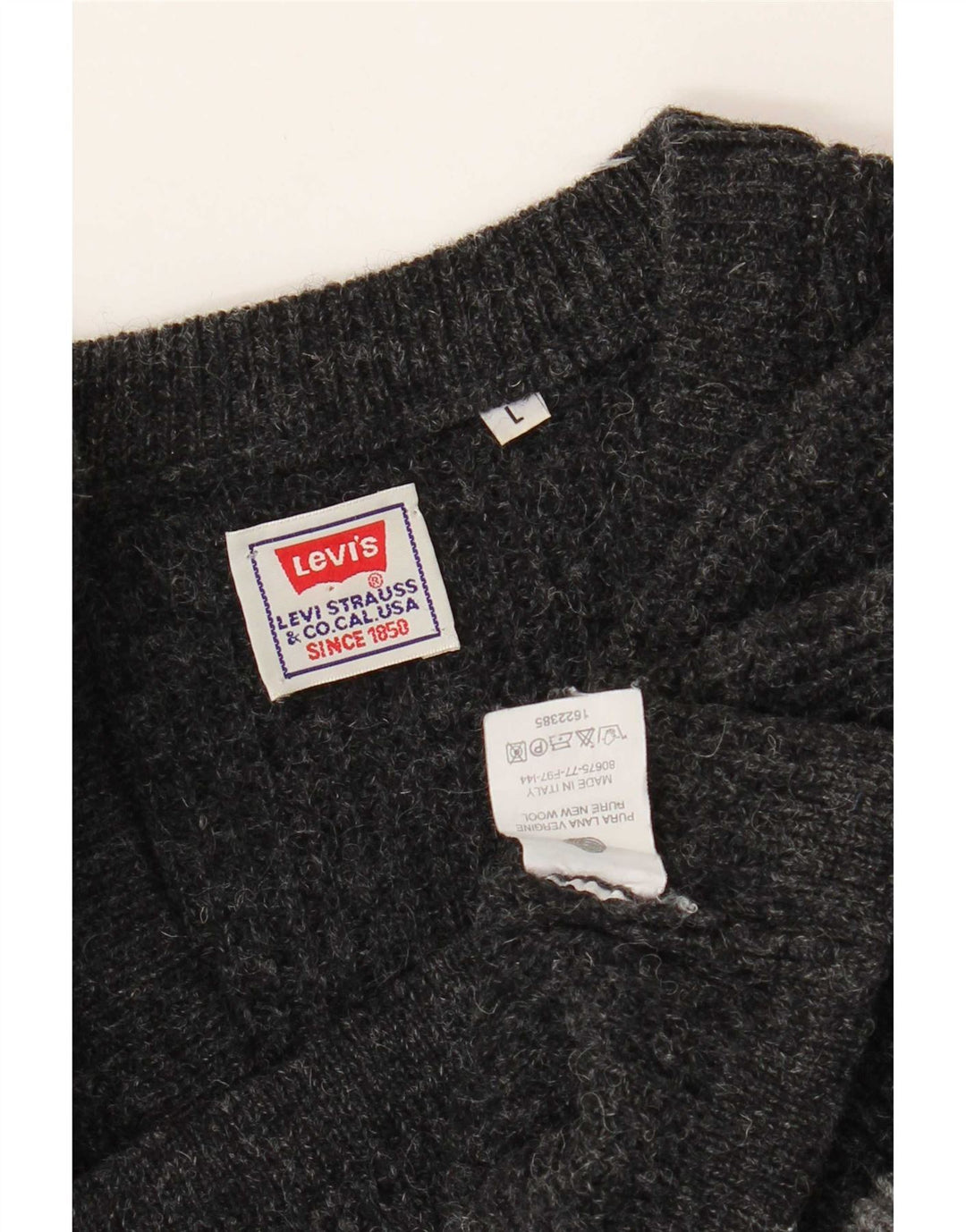 Levi's Jersey con cuello en V para hombre de lana virgen color block en gris grande