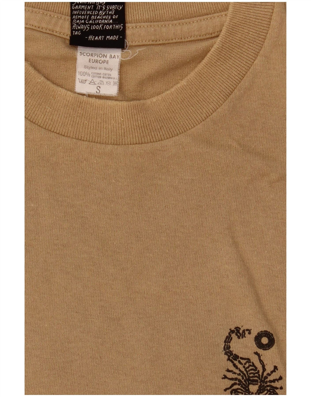 SCORPION Camiseta gráfica para hombre Top Small Beige Cotton