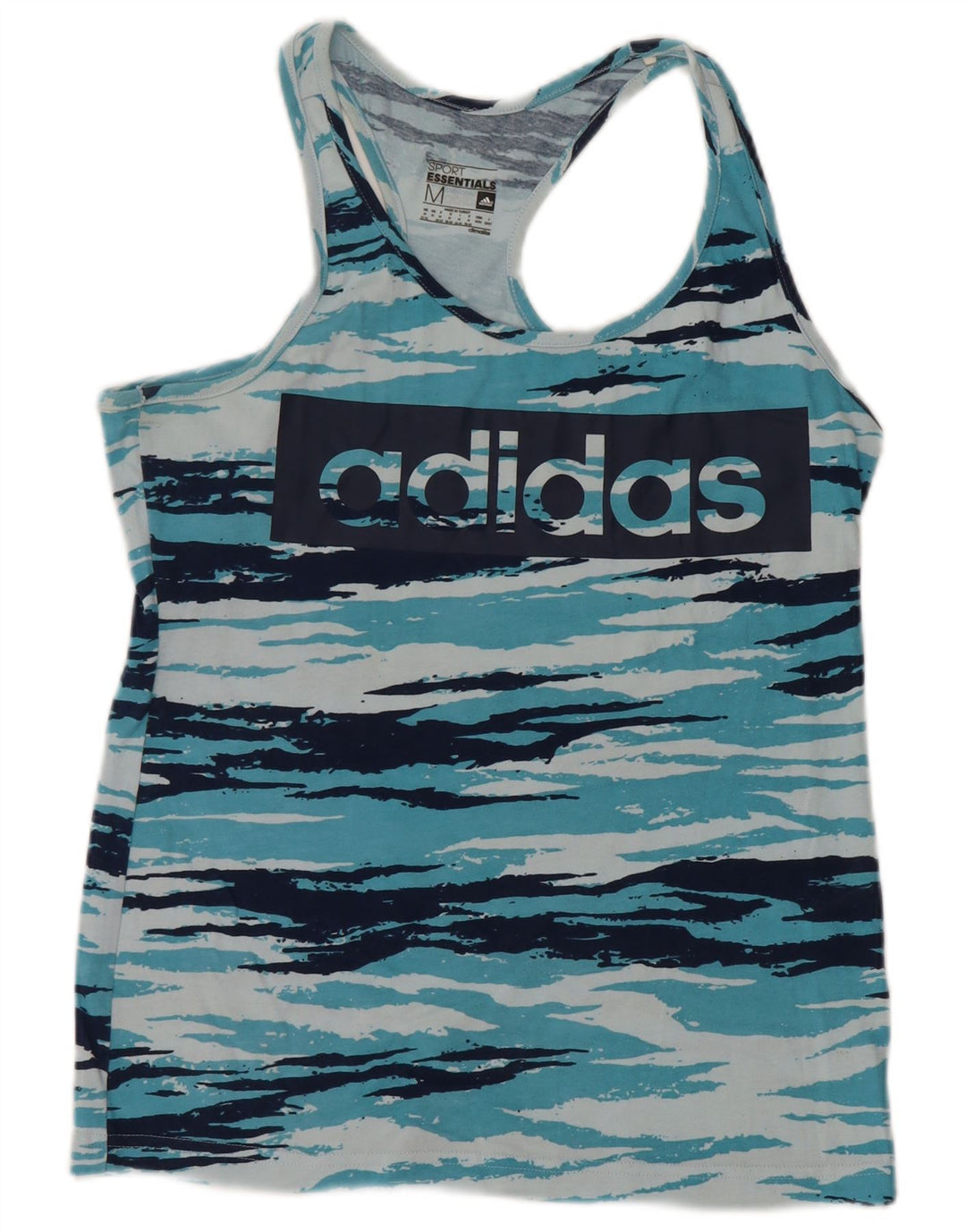 ADIDAS Mujer Climalite Graphic Chaleco Top UK 12/14 Camuflaje Azul Medio