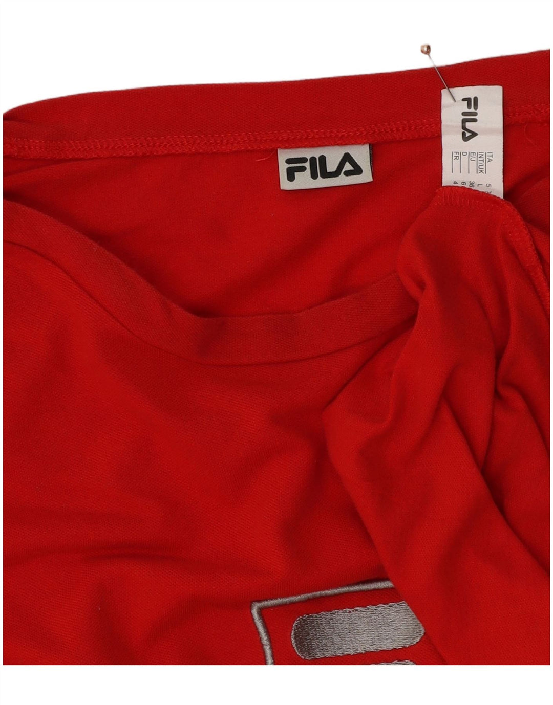 FILA Mens Graphic Top Manga Larga Grande Rojo Colorblock Algodón