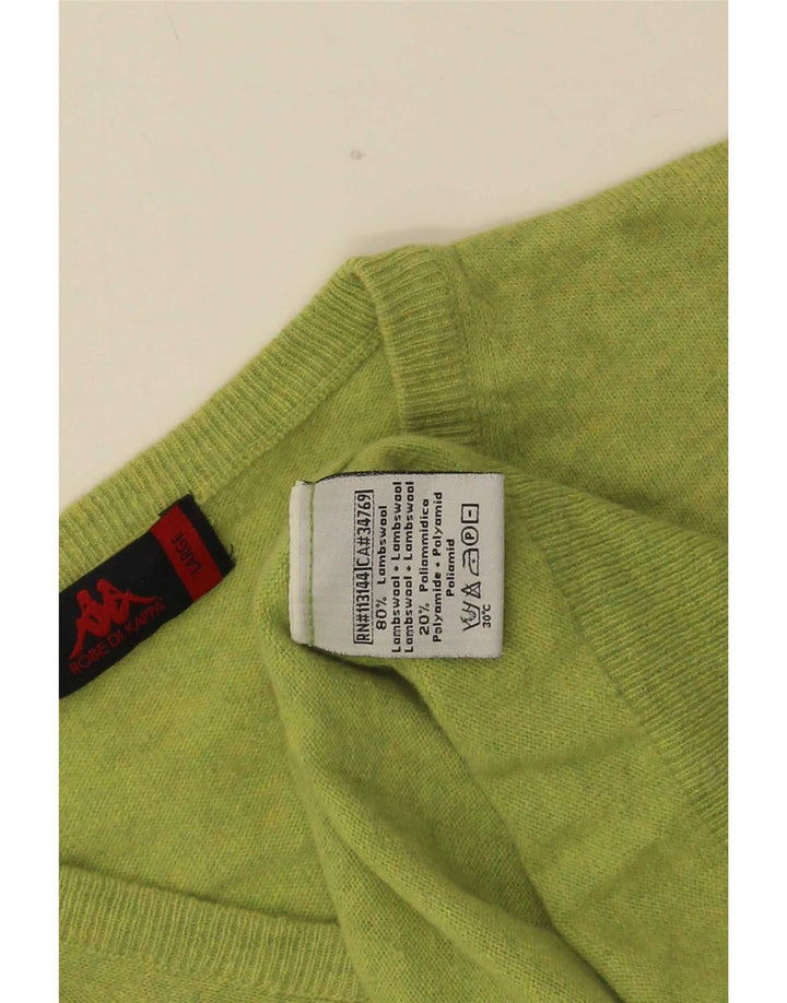 Kappa Hombre Jersey Con Cuello En V Jersey De Lana De Cordero Verde Grande