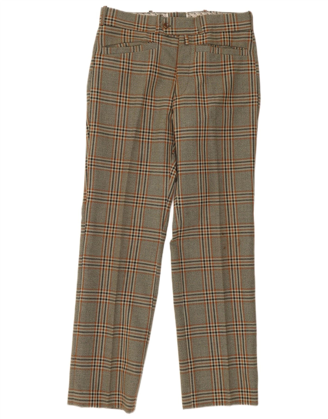 Pantalones casuales rectos vintage para hombre W30 L30 Grey Check