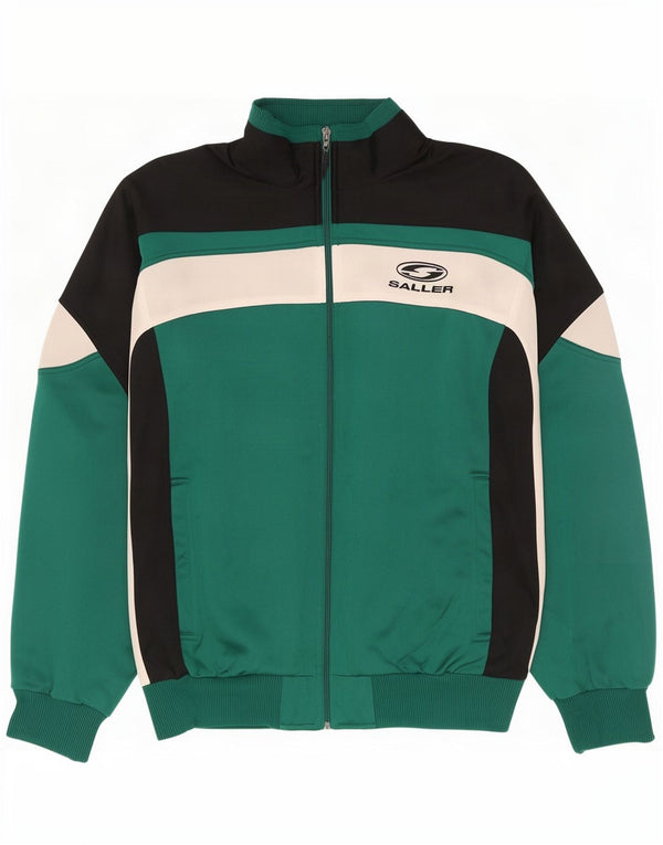 Saller Mens Chaqueta De Chándal Con Gráfico Grande Verde Color Block Poliéster
