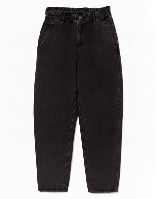 Zara Jeans Cónicos De Cintura Alta Para Mujer EU 34 2XS W24 L25 Algodón Negro