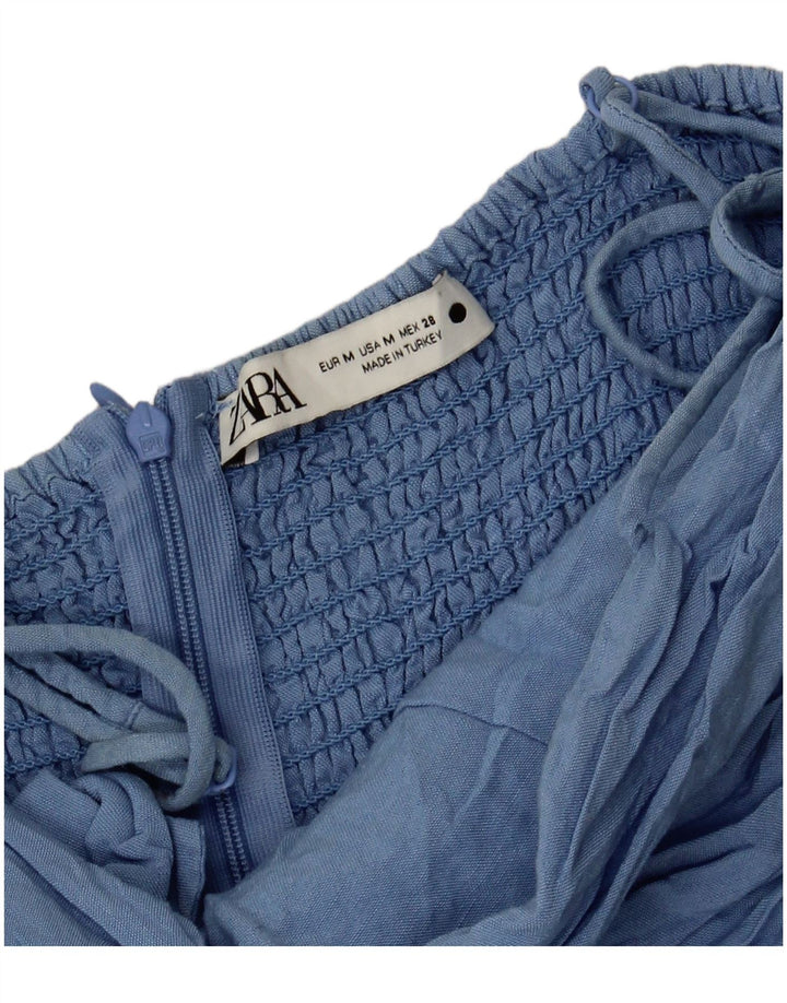 Zara Mujer Mono Corto UK 12 Viscosa Azul Medio