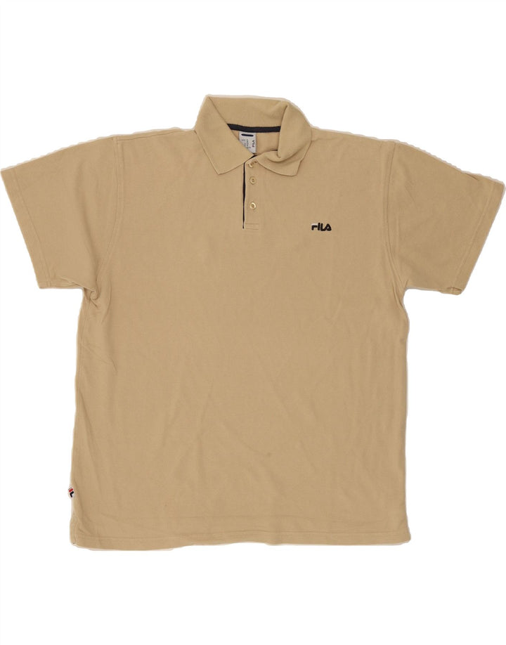 FILA Mens Polo Shirt XL Beige Cotton Vintage Fila and Second-Hand Fila from Messina Hembry 