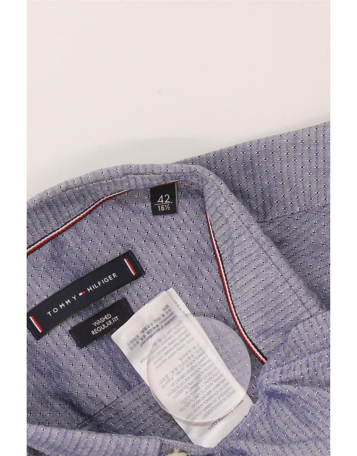 Tommy Hilfiger Camisa para hombre Talla 42 16 1/2 Mediana Azul marino Geométrica