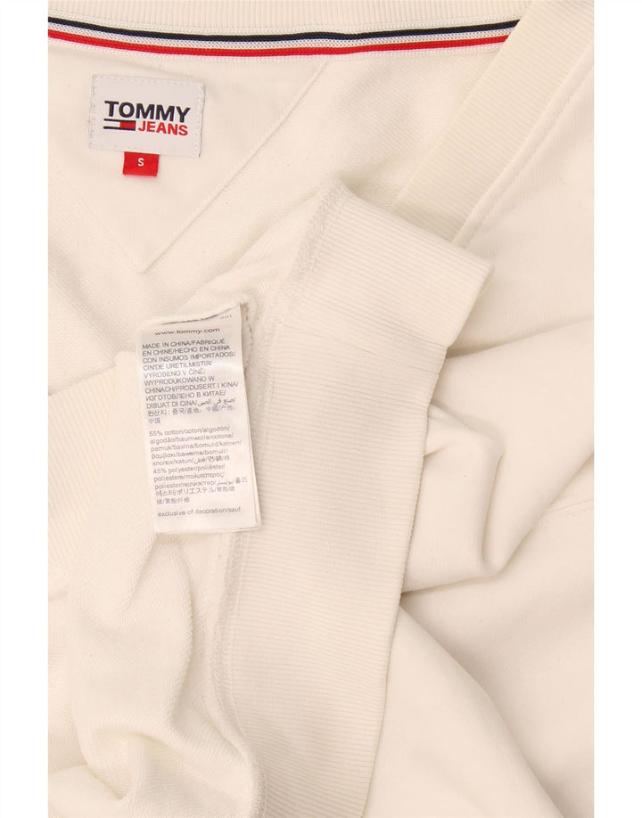 Tommy Hilfiger Sudadera corta de gran tamaño para mujer UK 10 Small White