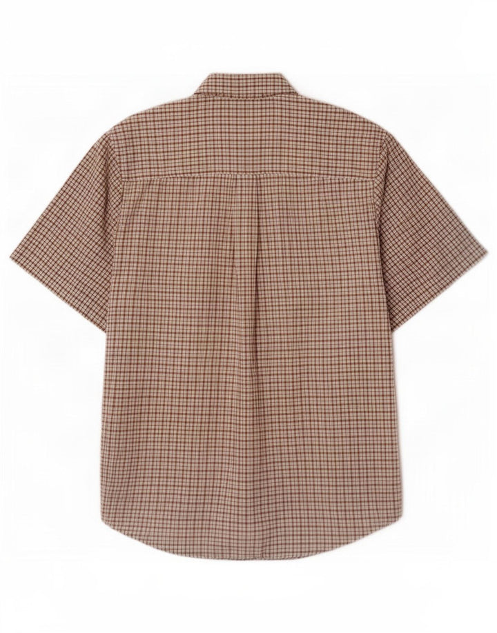 Timberland Camisa De Manga Corta Para Hombre A Cuadros Marrón Grande