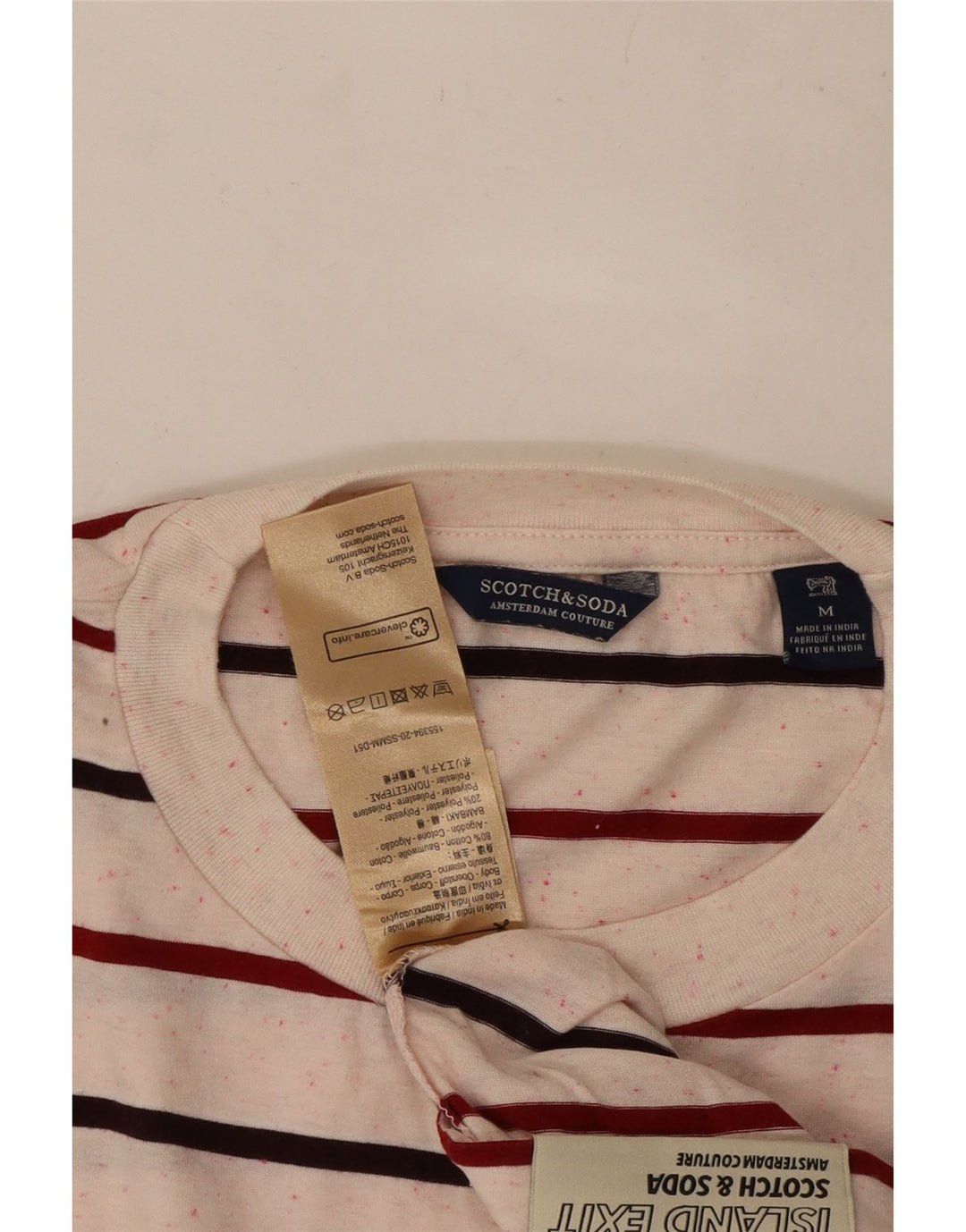 Camiseta Scotch & Soda Hombre Top Medium Blanco De Algodón A Rayas