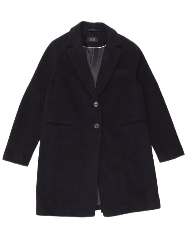 Zara Mujer Abrigo UK 40 Medio Lana Azul Marino