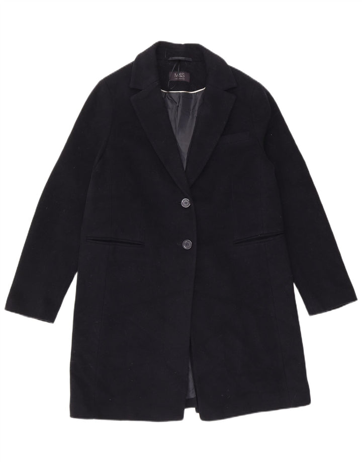 Zara Mujer Abrigo UK 40 Medio Lana Azul Marino