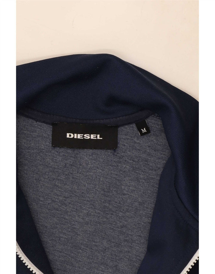 Diesel Hombre Chaqueta De Chándal Superior Poliéster Color Block Azul Marino Medio