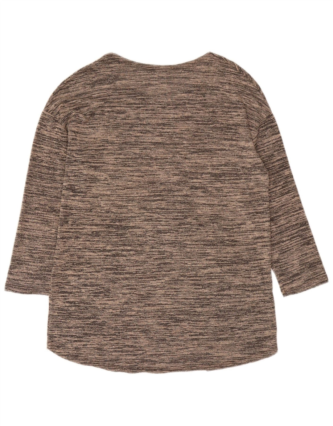 Zara Mujer Top Manga 3/4 UK 42 Marrón Medio Moteado