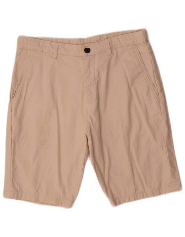 Vintage hombres Chino Shorts EU 38 Pequeño W30 Beige Pinstripe Algodón