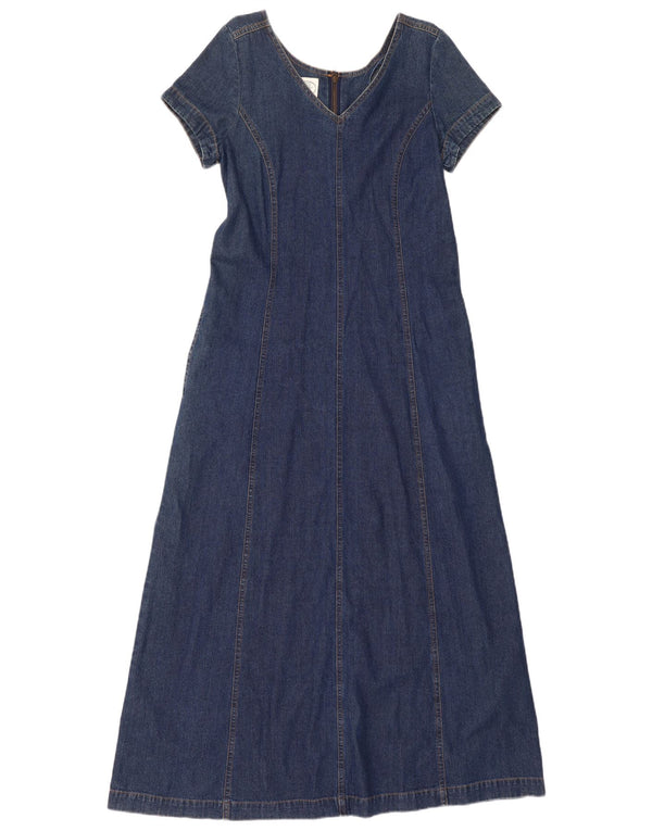 Laura Ashley Maxi Vestido Vaquero para Mujer Reino Unido 12 Mediano Azul Marino Algodón