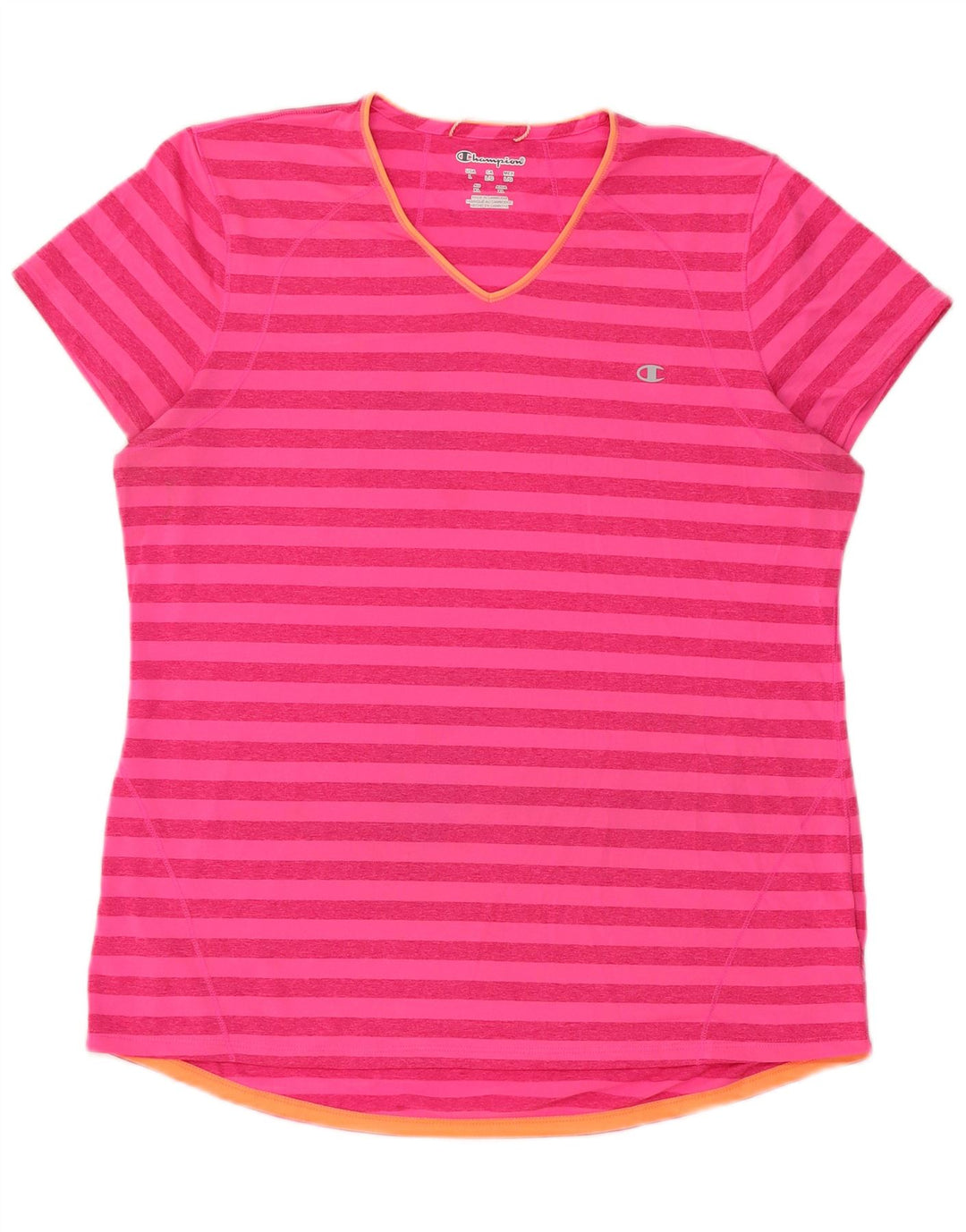Champion Camiseta para mujer Top UK 46 Grande Rosa Poliéster a rayas