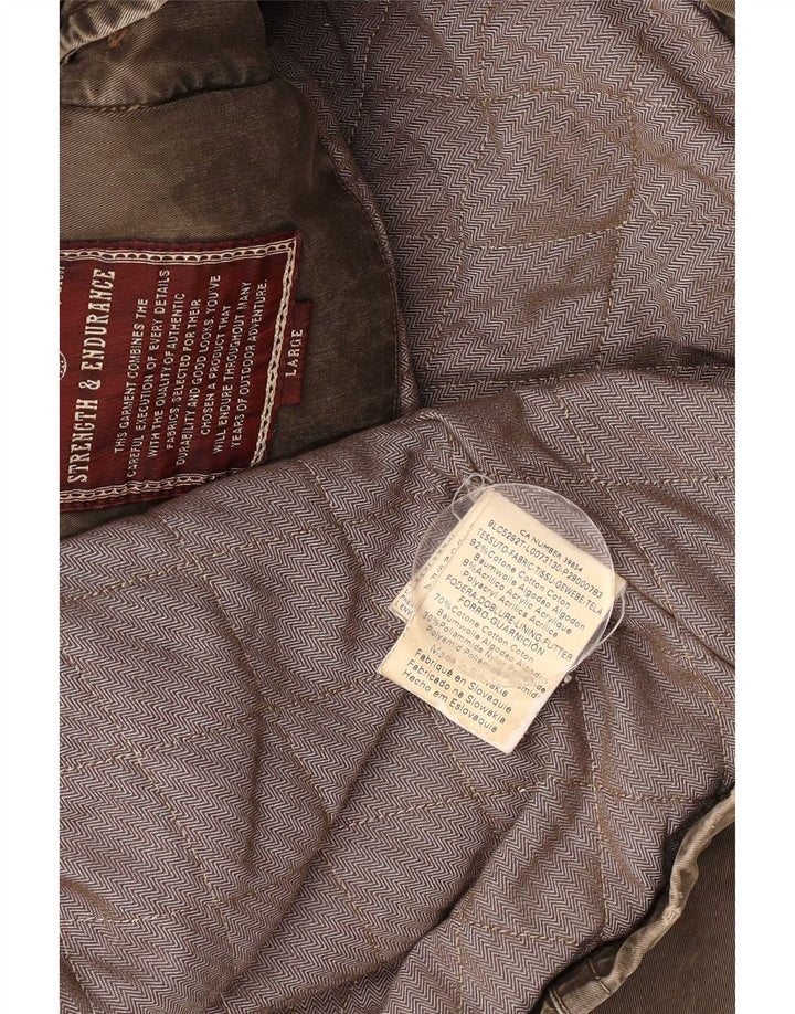 Marlboro Classics Chaqueta utilitaria para hombre UK 40 Large Khaki Cotton
