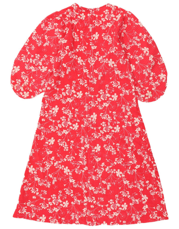 Marks & Spencer Vestido largo de manga 3/4 para mujer UK 46 Grande Rojo Floral